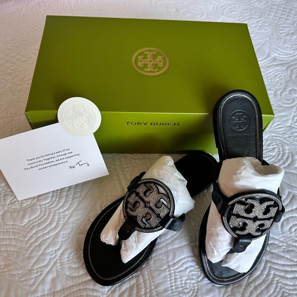 Tory Burch Black Logo Sandals